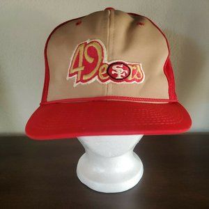Vintage Patch San Francisco 49ers Script Snapback Trucker Hat Red/Gold